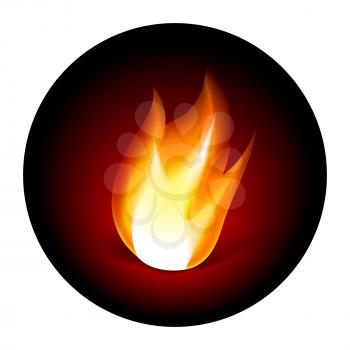 Fire icon on dark red background. Vector illustration