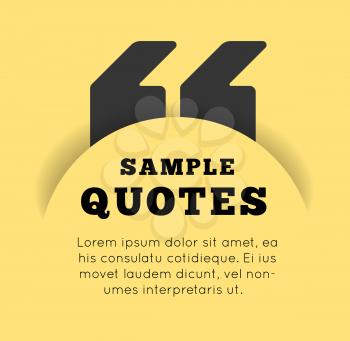 Quote blank template on yellow background. Vector illustration