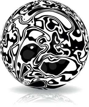 Sphere in the form of lines. Marble style ink. Topographic vector illustration
