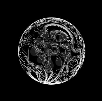 Sphere in the form of lines. Marble style ink. Topographic vector illustration