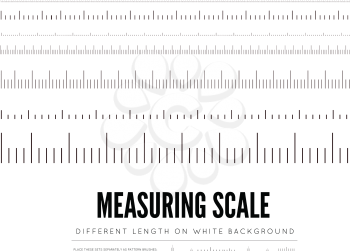 Measuring rulers of different scale, length and shape. Vector illustration on white background