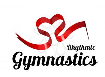 Ribbon for rhythmic gymnastics in the shape of a heart. Vector illustration on white background