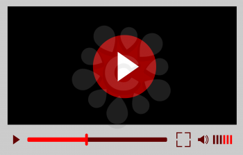 Video player interface for web site design or mobile application. Vector illustration on white background