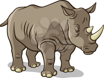 Vector illustration of an African Rhino isolated on white