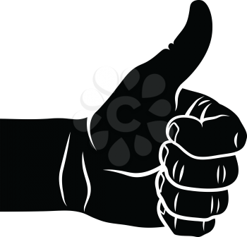 Thumb up gesture. A hand showing symbol Like. Thumb up vector sign. Positive feedback icon