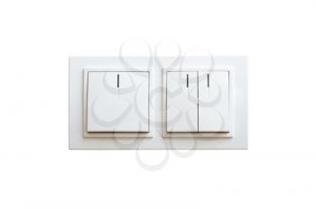 Double wall light switch white color, with indicators.