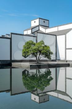 View of architecture in Suzhou Museum. Shot in suzhou, China.