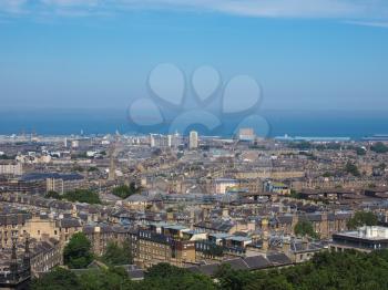 Aerial view of the city seen from Calton Hill in Edinburgh, UK