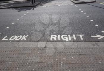 Look Right sign in a London street