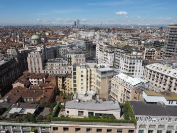 Aerial view of the skyline of the city of Milan, Italy
