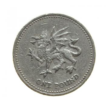 One Pound coin isolated over a white background