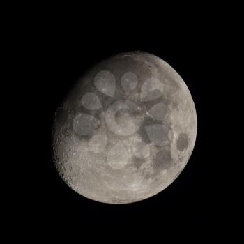 Moon almost full seen from the northern hemisphere with a telescope