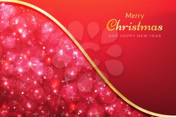 Red christmas background with sparkling snow effect. Vector design for ads, banners, greeting cards, social media posts and more