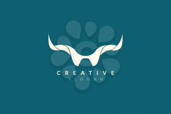 Vector illustration of animal horn shape. Minimalist and simple logo design, flat style, modern icon and symbol