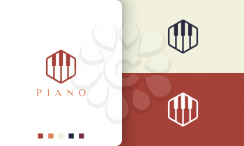 hexagon piano logo or icon in a minimalist and modern style
