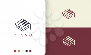 simple and modern piano school academy logo or icon