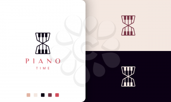 simple and modern piano time logo or icon