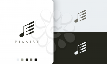 simple and modern piano player logo or icon