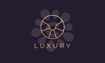 Luxury circle logo template with elegant golden shapes