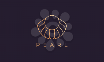 luxury and elegant gold colored pearl shell logo template