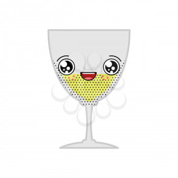 Alcohol glass kawaii Cute cartoon. Funny Sweet Drink vector illustration