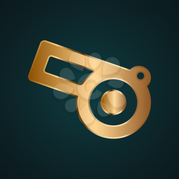 Linear cannon icon vector logo. Gradient gold metal with dark background