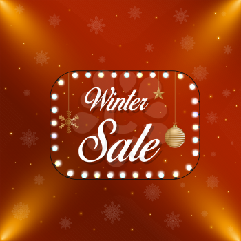 Winter sale banner, vector illustration, background for seasonal retail promotion