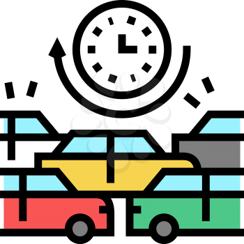 waiting time in traffic jam color icon vector. waiting time in traffic jam sign. isolated symbol illustration