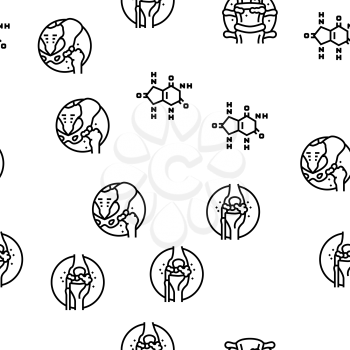 Gout Health Disease Vector Seamless Pattern Thin Line Illustration