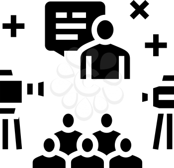 meeting and conference glyph icon vector. meeting and conference sign. isolated contour symbol black illustration