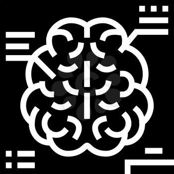 brain radiology researching glyph icon vector. brain radiology researching sign. isolated contour symbol black illustration