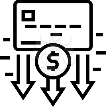 withdrawal of funds card line icon vector. withdrawal of funds card sign. isolated contour symbol black illustration