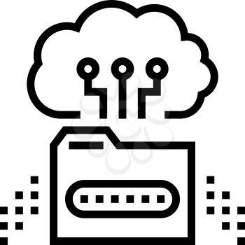 cloud storage library education line icon vector. cloud storage library education sign. isolated contour symbol black illustration