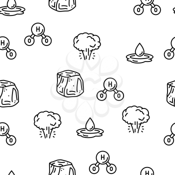 Water Purification Vector Seamless Pattern Thin Line Illustration