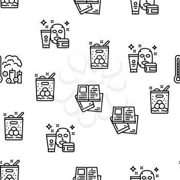 Womens Leisure Time Vector Seamless Pattern Thin Line Illustration