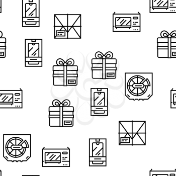 Box Carton Container Vector Seamless Pattern Thin Line Illustration