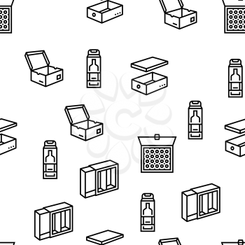 Box Carton Container Vector Seamless Pattern Thin Line Illustration