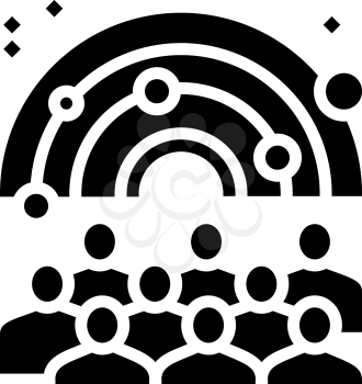 visiters watching on galaxy planets in planetarium line icon vector. visiters watching on galaxy planets in planetarium sign. isolated contour symbol black illustration