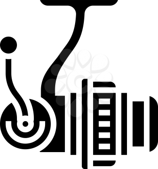 spinning reel glyph icon vector. spinning reel sign. isolated contour symbol black illustration
