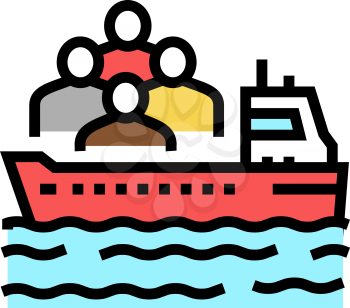 ship transportation refugee color icon vector. ship transportation refugee sign. isolated symbol illustration