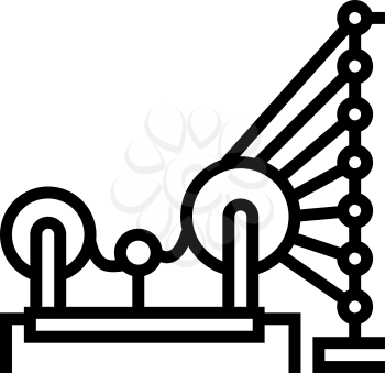 weaving and warping cotton machine line icon vector. weaving and warping cotton machine sign. isolated contour symbol black illustration