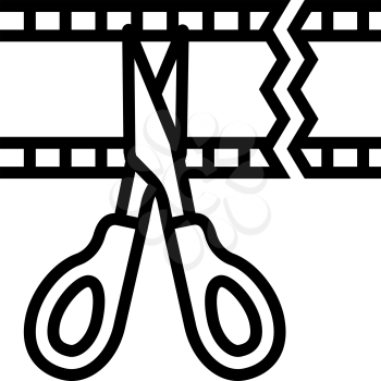 cropping video line icon vector. cropping video sign. isolated contour symbol black illustration