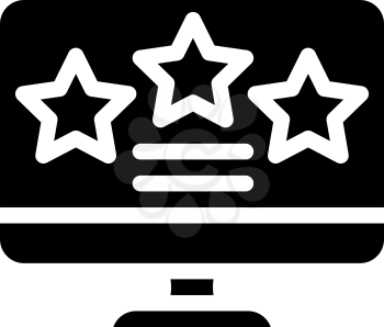 review stars on computer screen glyph icon vector. review stars on computer screen sign. isolated contour symbol black illustration
