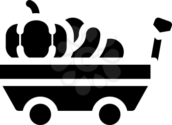 cart with autumn vegetables glyph icon vector. cart with autumn vegetables sign. isolated contour symbol black illustration