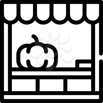 sale stand with pumpkin line icon vector. sale stand with pumpkin sign. isolated contour symbol black illustration