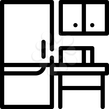 coworking litchen furniture line icon vector. coworking litchen furniture sign. isolated contour symbol black illustration