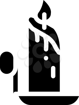burning candle glyph icon vector. burning candle sign. isolated contour symbol black illustration