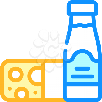milk and cheese dairy products color icon vector. milk and cheese dairy products sign. isolated symbol illustration