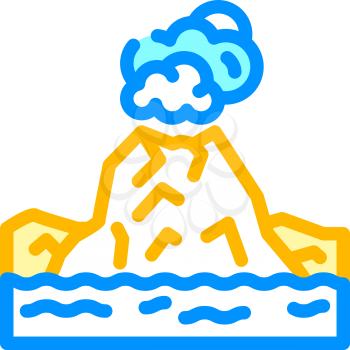 island with volcano color icon vector. island with volcano sign. isolated symbol illustration