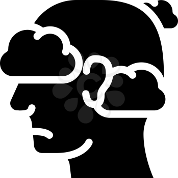 fly in clouds neurosis glyph icon vector. fly in clouds neurosis sign. isolated contour symbol black illustration